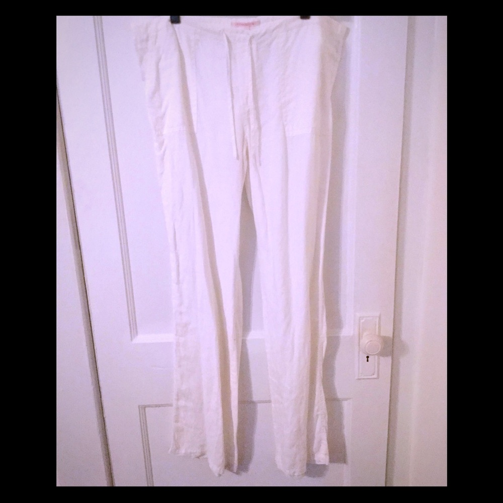COPY - Drawstring white linen pant